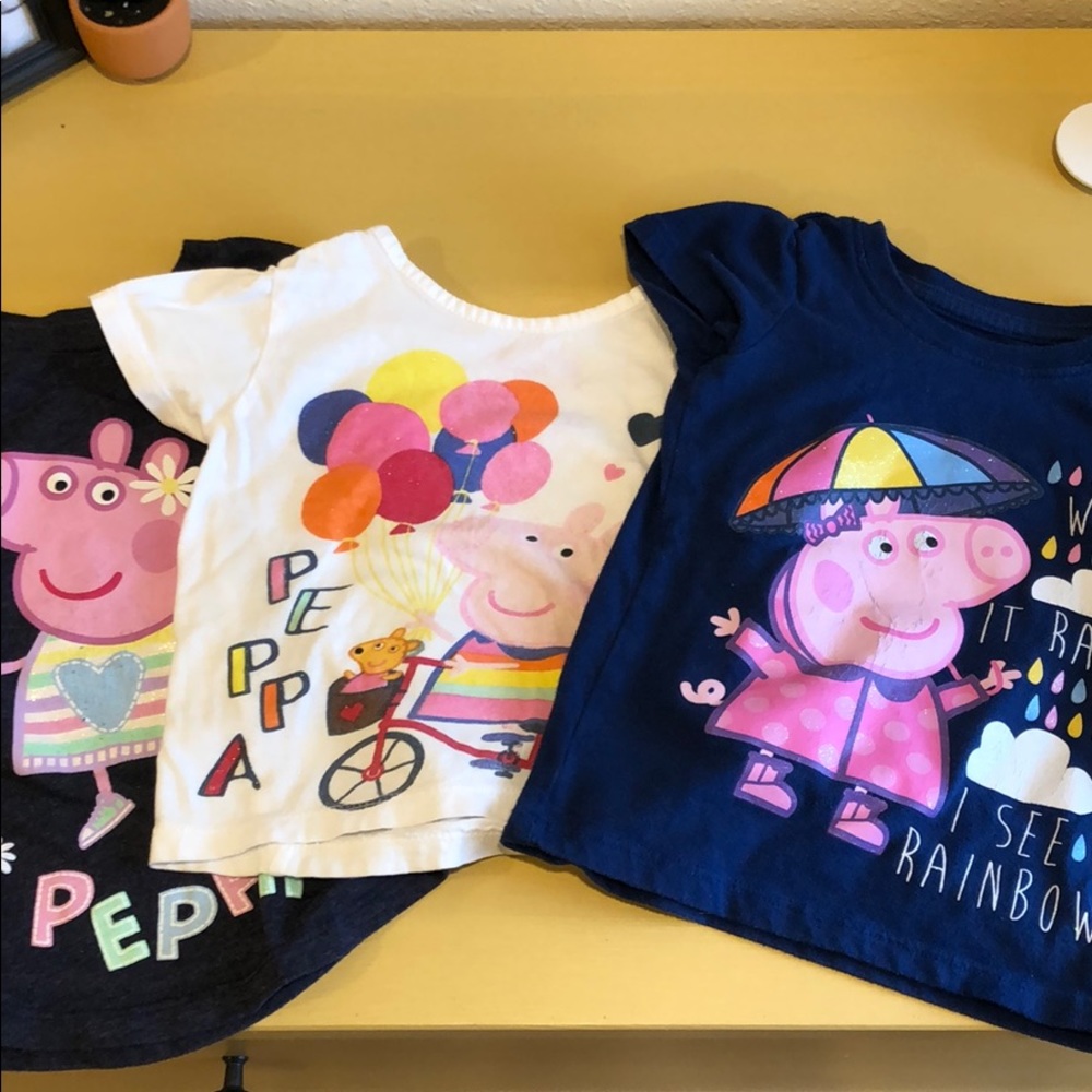 Three peppa pig play shirts